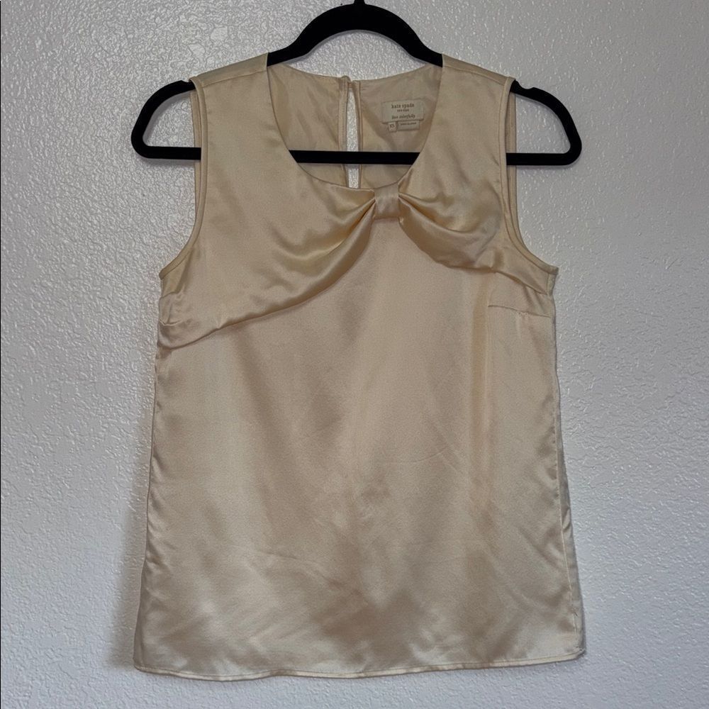 Kate Spade Cream silk holiday big bow retro Sleeveless Top